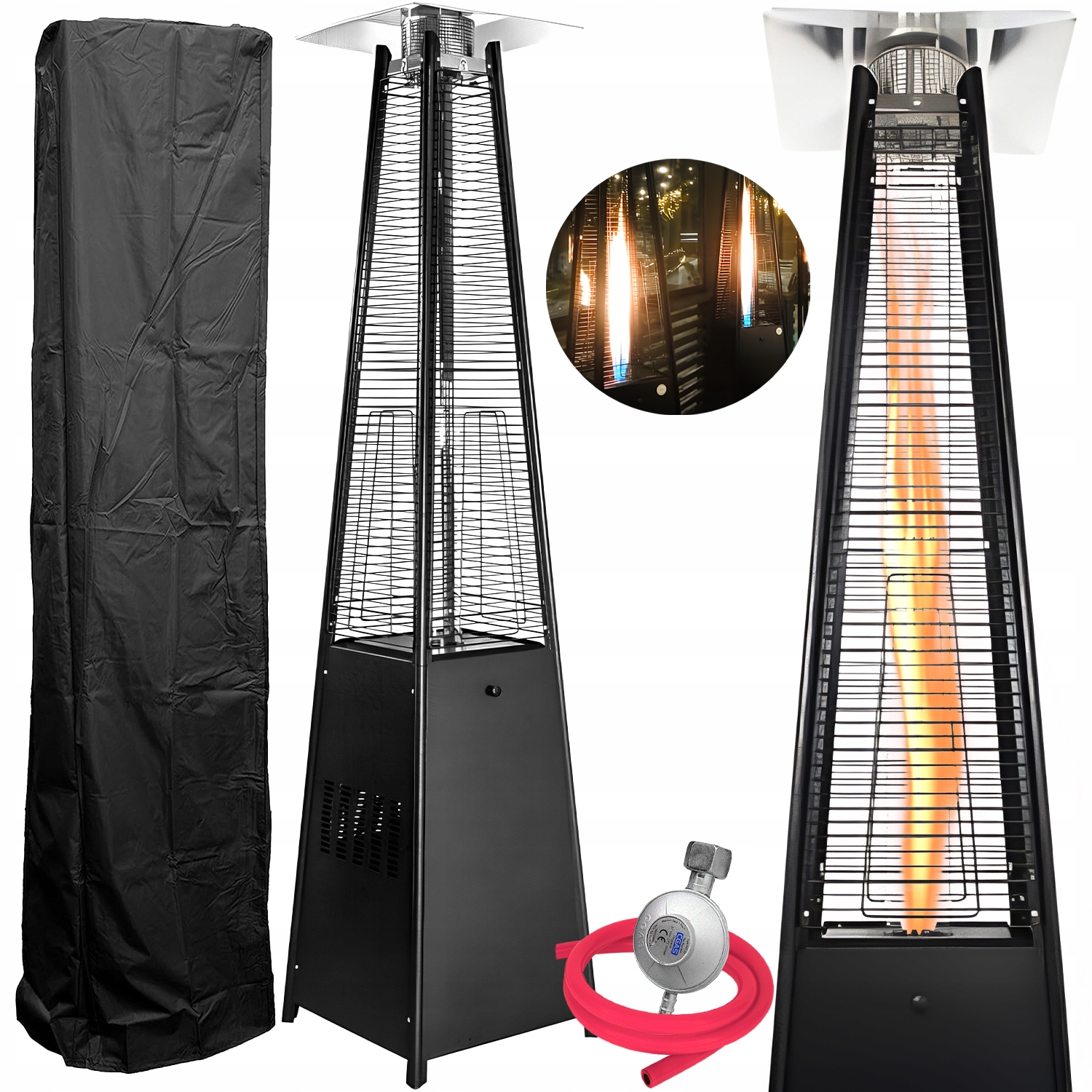 ГАЗОВИЙ ОБІГРІВАЧ ДЛЯ ТЕРАСИ З ПАРАСОЛЬКОЮ "ПІРАМІДА ХЕОПСА" ЧОРНОГО КОЛЬОРУ